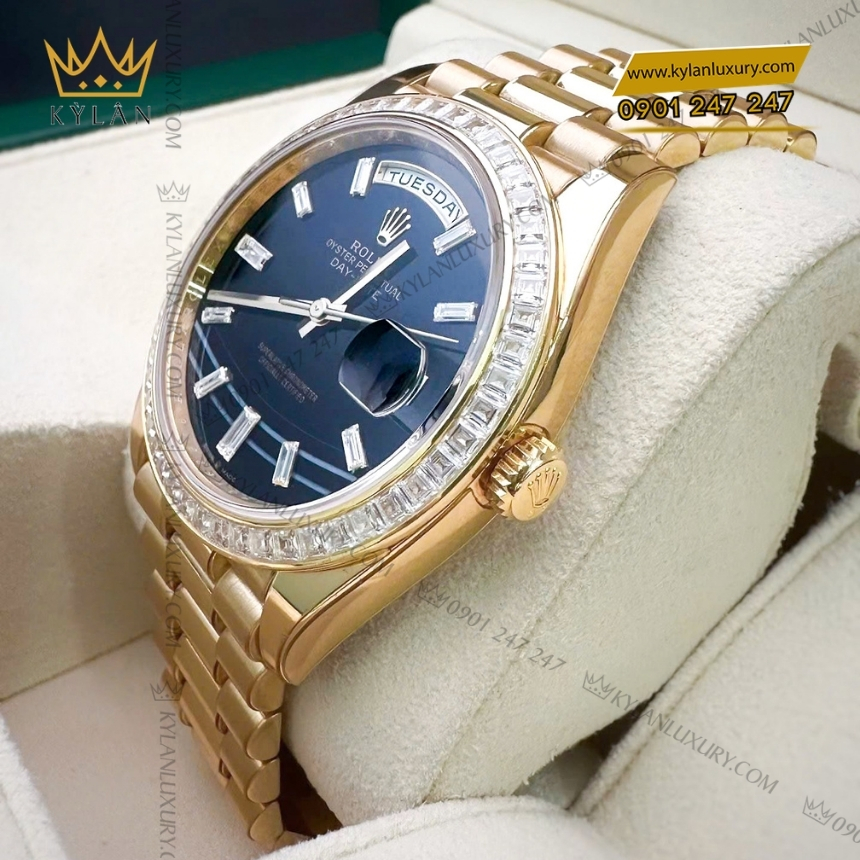 Kỳ Lân Luxury rolex day date 40 mat da ma nao 22839 8 Đồng hồ Rolex Day Date 40 mặt đá mã não 228398TBR-0038