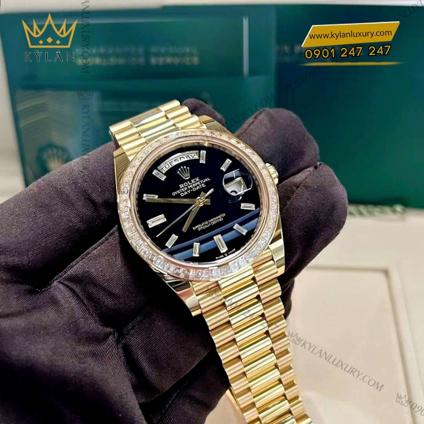 Kỳ Lân Luxury rolex day date 40 mat da ma nao 22839 9 Đồng hồ Rolex Day Date 40 mặt đá mã não 228398TBR-0038