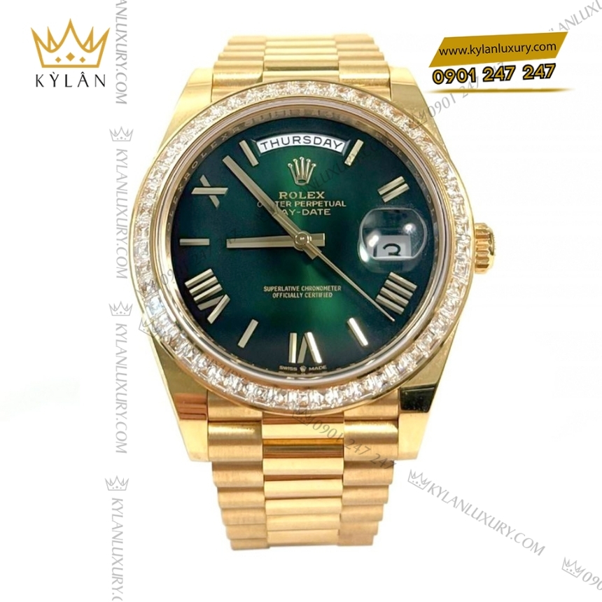Kỳ Lân Luxury rolex day date 40 xanh ombre vanh kim 3 Đồng hồ Rolex Day Date 40 xanh ombre vành kim vuông 228398TBR-0042