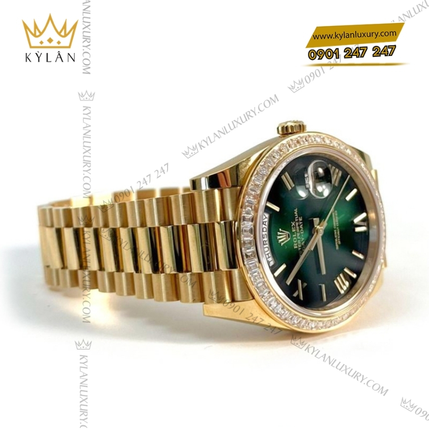 Kỳ Lân Luxury rolex day date 40 xanh ombre vanh kim 7 Đồng hồ Rolex Day Date 40 xanh ombre vành kim vuông 228398TBR-0042
