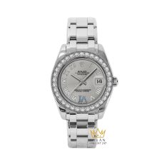 Đồng hồ Rolex Pearlmaster 34 vàng trắng vành kim cương 81209
