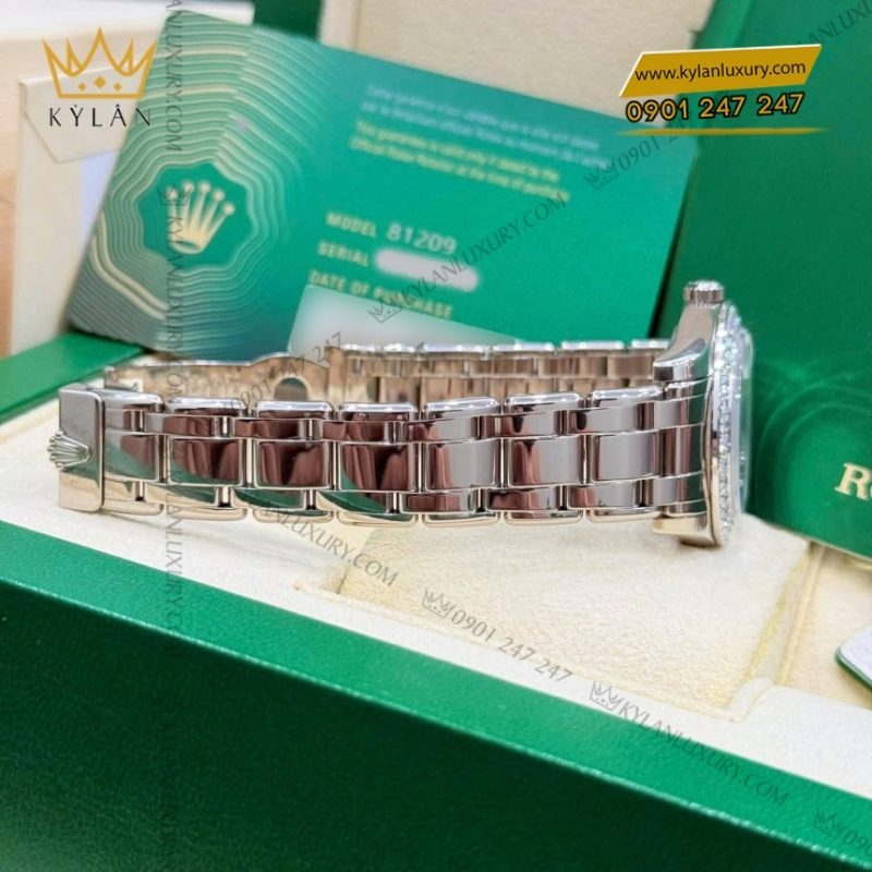 Đồng hồ Rolex Pearlmaster 34 vàng trắng vành kim cương 81209