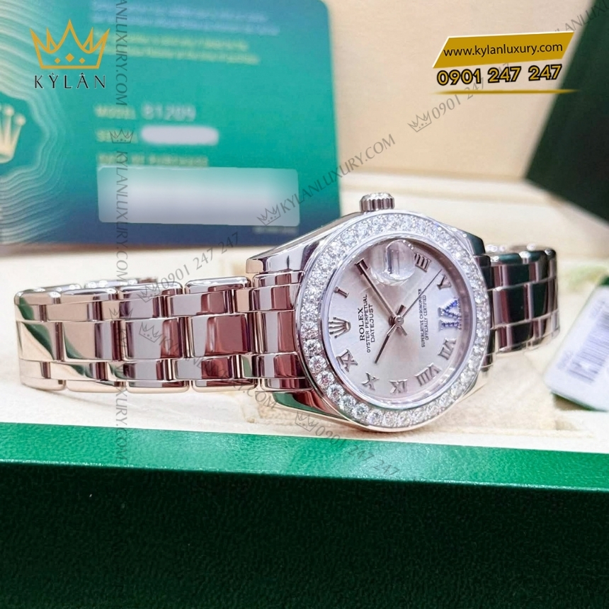 Kỳ Lân Luxury rolex pearlmaster 34 vang trang vanh kim 81209 4 Đồng hồ Rolex Pearlmaster 34 vàng trắng vành kim cương 81209