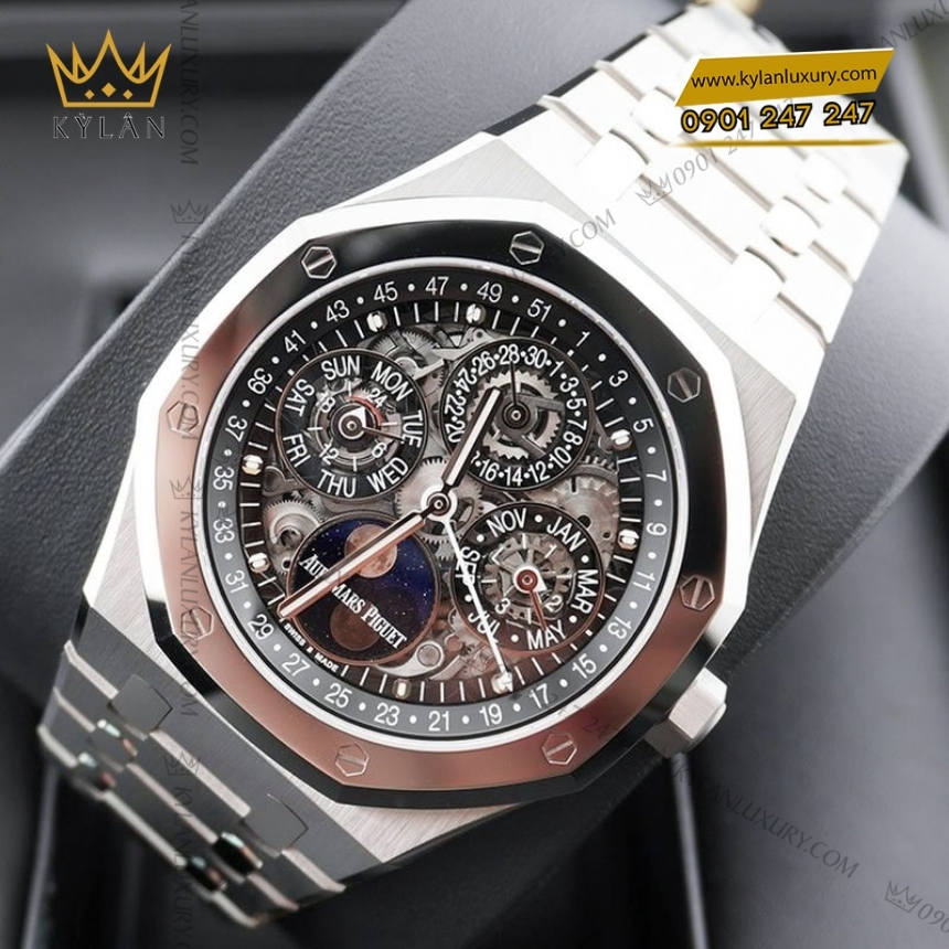 Kỳ Lân Luxury royal oak calendar mat so sapphire 26685xt 10 Đồng hồ Royal Oak Selfwinding Perpetual Calendar 26685XT