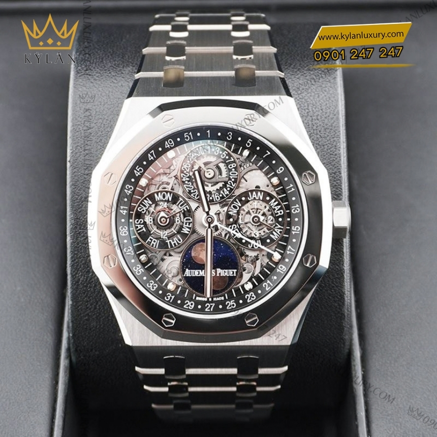 Kỳ Lân Luxury royal oak calendar mat so sapphire 26685xt 12 Đồng hồ Royal Oak Selfwinding Perpetual Calendar 26685XT