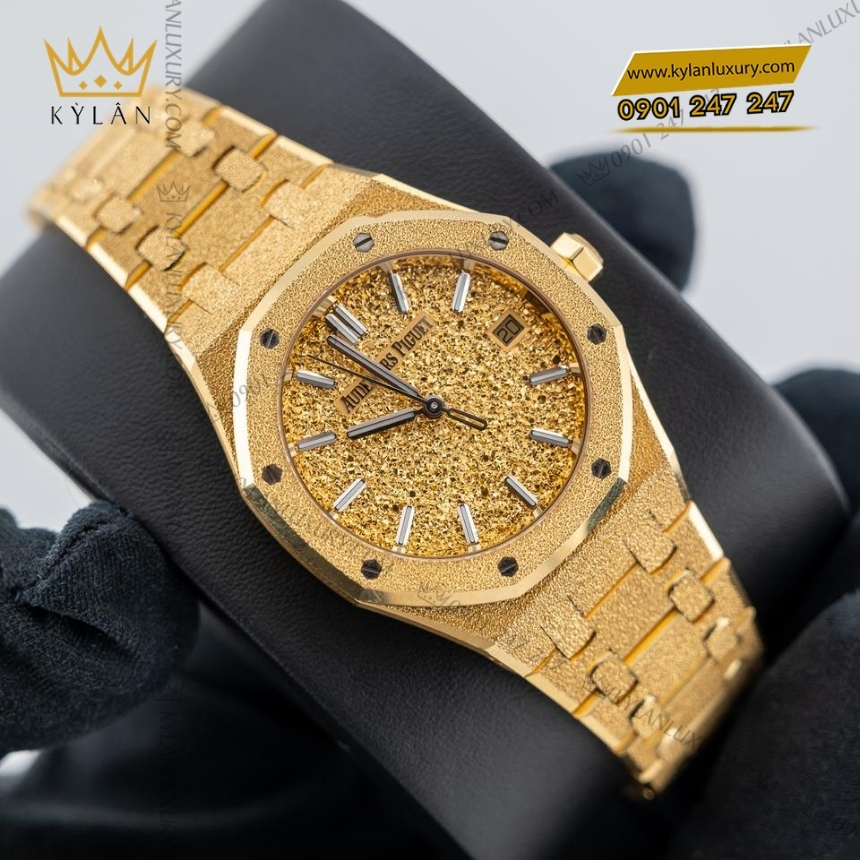 Kỳ Lân Luxury royal oak crystal sand 34mm 77450ba 10 Đồng hồ Royal Oak mặt số Crystal Sand 34mm 77450BA