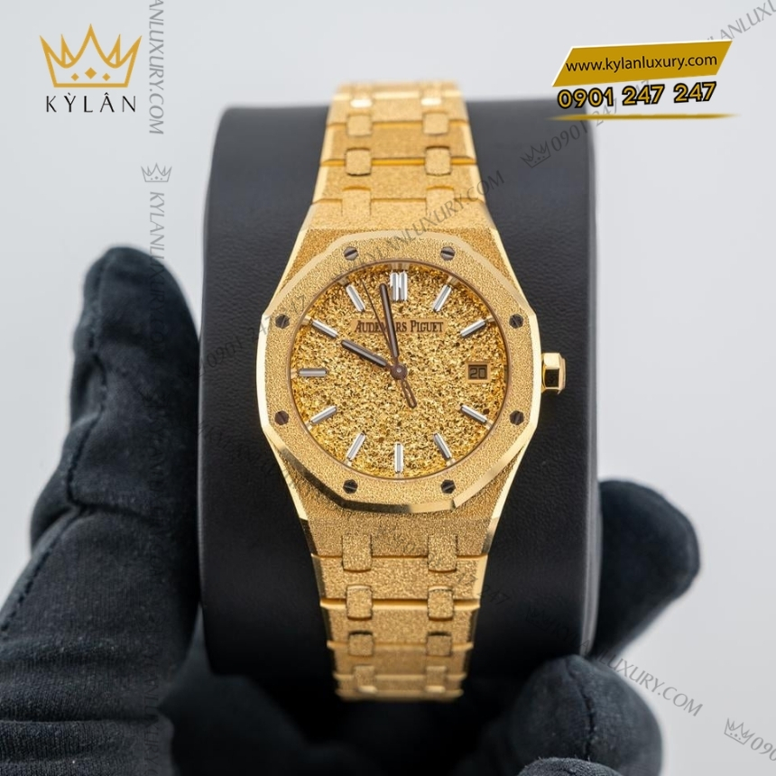 Kỳ Lân Luxury royal oak crystal sand 34mm 77450ba 8 Đồng hồ Royal Oak mặt số Crystal Sand 34mm 77450BA