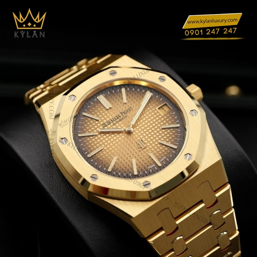 Kỳ Lân Luxury royal oak jumbo vang khoi 16202ba 2 Đồng hồ Royal Oak Jumbo Extra Thin vàng khối 16202BA