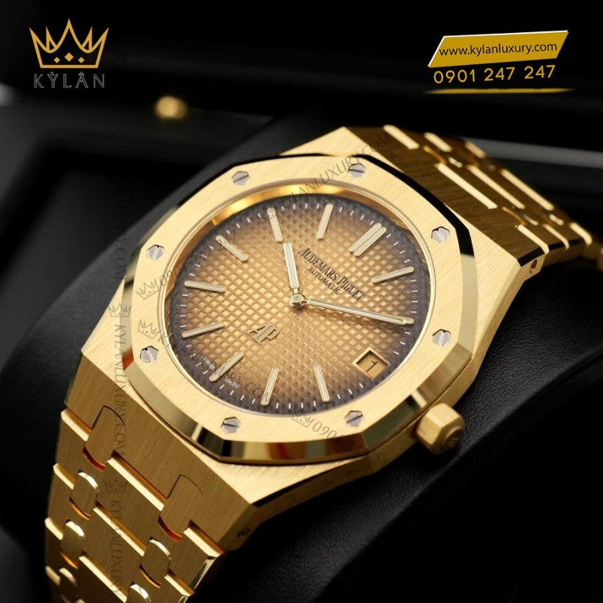 Kỳ Lân Luxury royal oak jumbo vang khoi 16202ba 4 Đồng hồ Royal Oak Jumbo Extra Thin vàng khối 16202BA