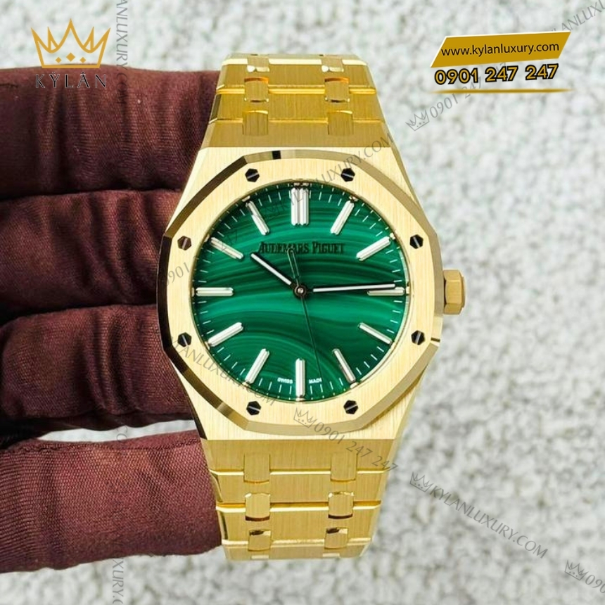 Kỳ Lân Luxury royal oak mat so malachite 15513ba 1 6 Đồng hồ Royal Oak Selfwinding mặt số Malachite 41mm 15513BA