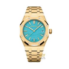 Đồng hồ Royal Oak vàng vàng mặt số turquoise 37mm 15550BA