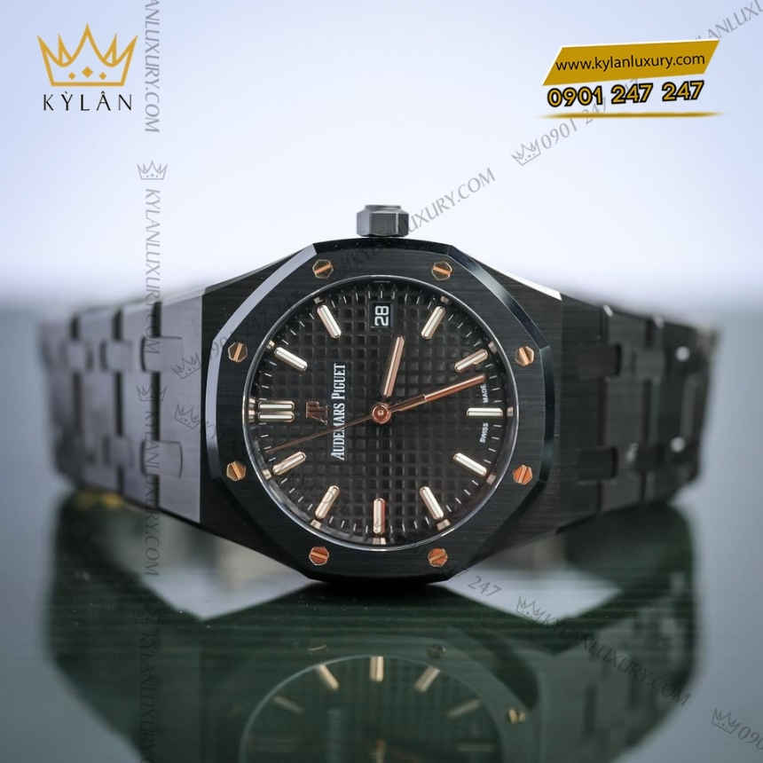 Kỳ Lân Luxury royal oak selfwinding black ceramic 34mm 77350ce 10 Đồng hồ Royal Oak Selfwinding Black Ceramic 34mm 77350CE