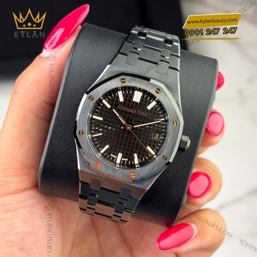 Kỳ Lân Luxury royal oak selfwinding black ceramic 34mm 77350ce 6 Đồng hồ Royal Oak Selfwinding Black Ceramic 34mm 77350CE