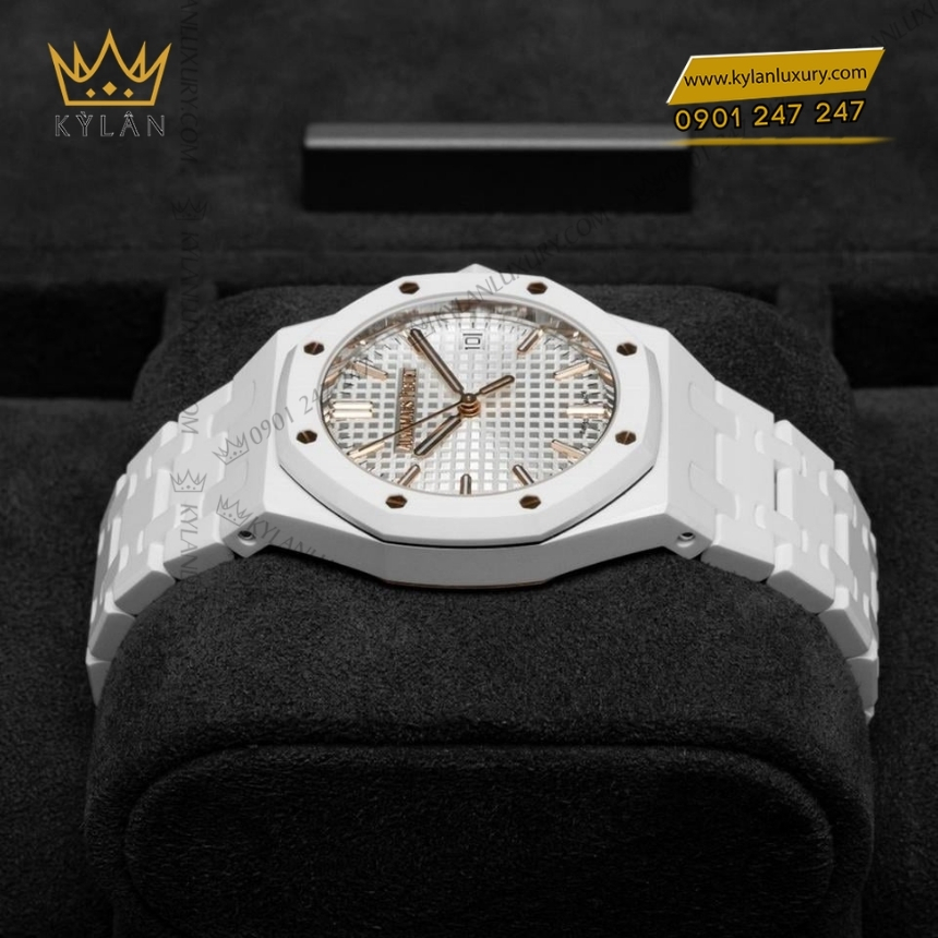 Kỳ Lân Luxury royal oak selfwinding ceramic trang 7 11 Đồng hồ Royal Oak Selfwinding ceramic trắng 34mm 77350CB