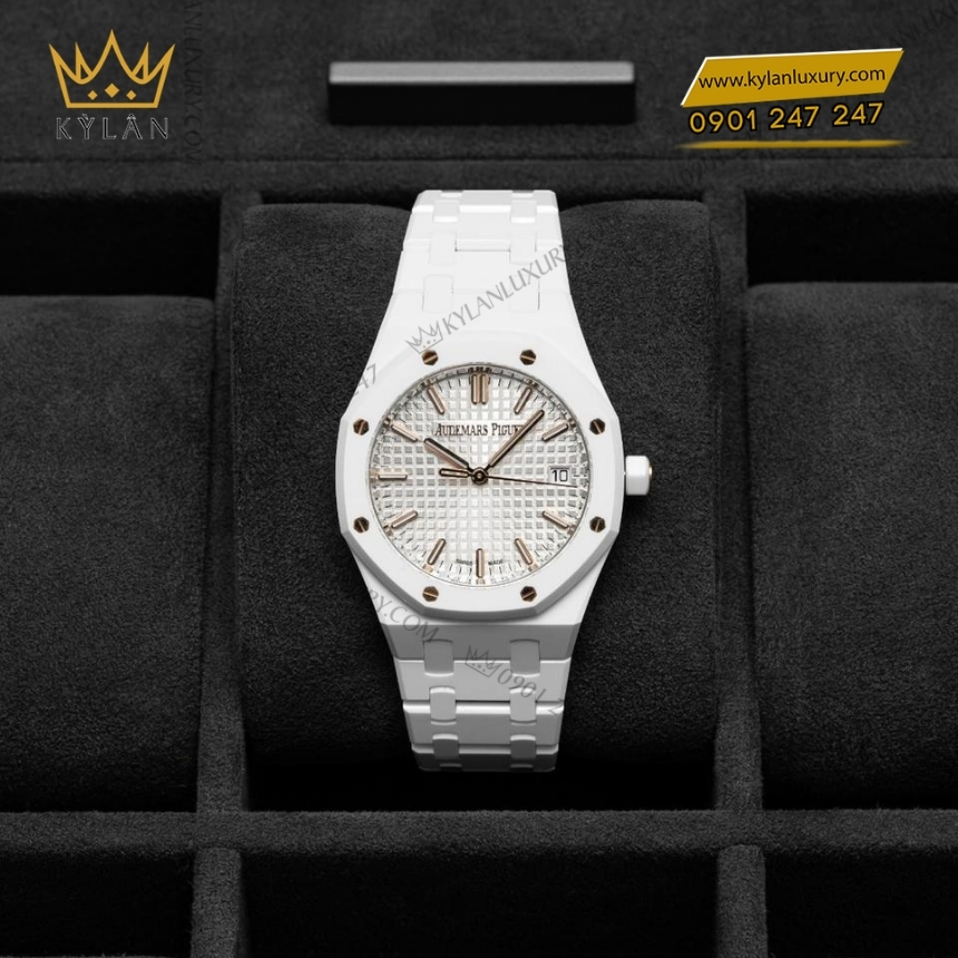 Kỳ Lân Luxury royal oak selfwinding ceramic trang 7 3 Đồng hồ Royal Oak Selfwinding ceramic trắng 34mm 77350CB