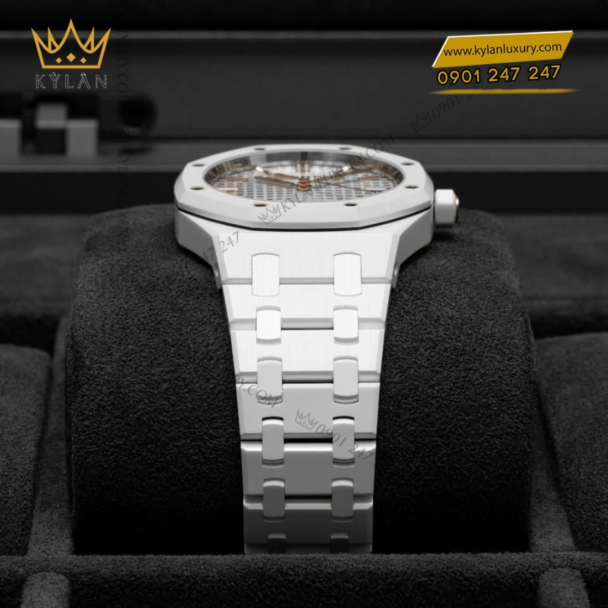Kỳ Lân Luxury royal oak selfwinding ceramic trang 7 7 Đồng hồ Royal Oak Selfwinding ceramic trắng 34mm 77350CB