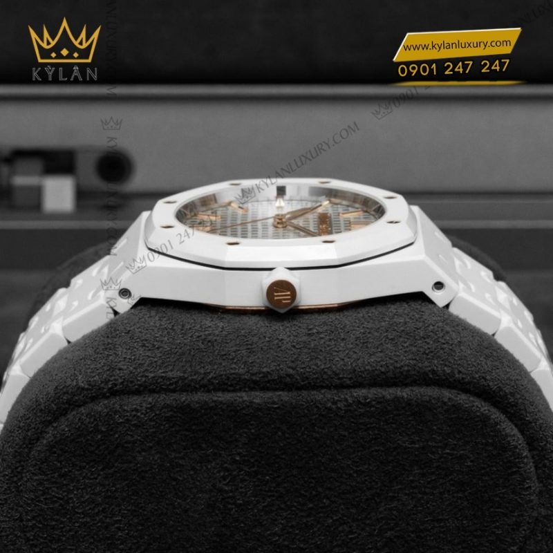 Đồng hồ Royal Oak Selfwinding ceramic trắng 34mm 77350CB