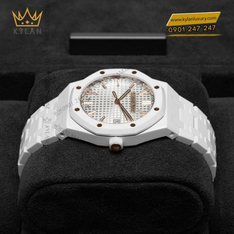 Đồng hồ Royal Oak Selfwinding ceramic trắng 34mm 77350CB