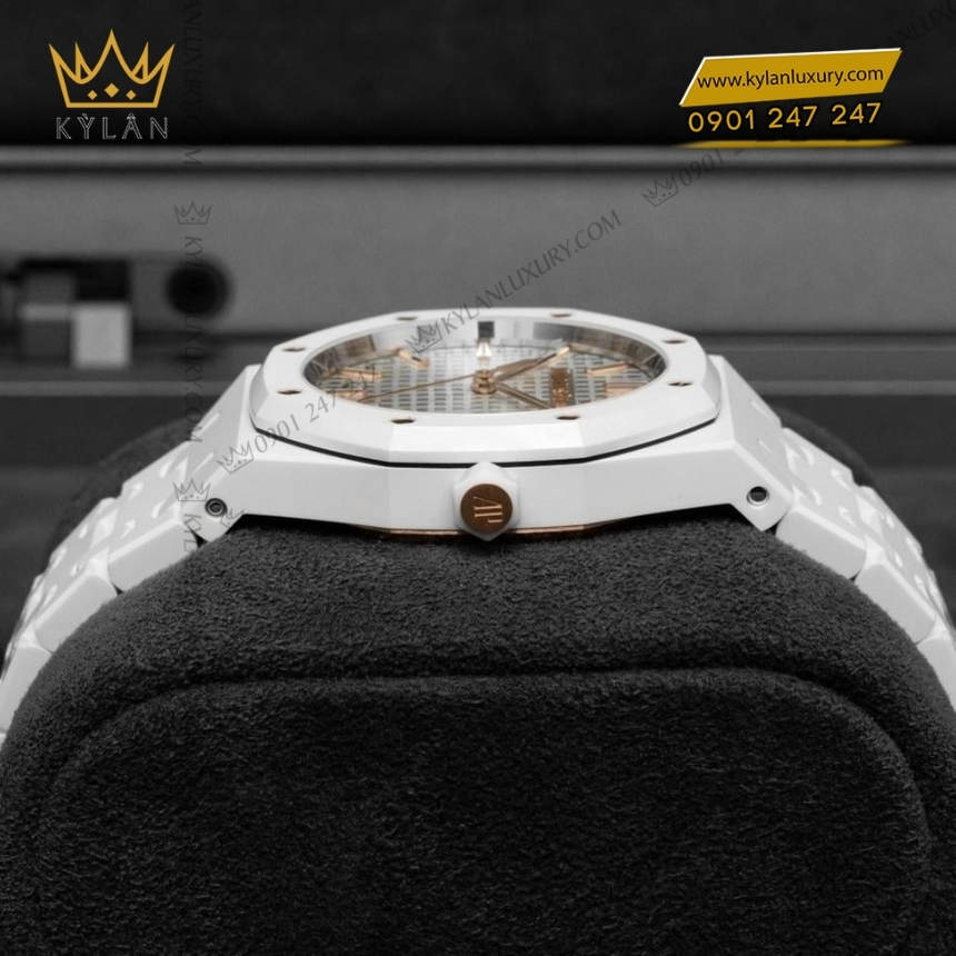 Kỳ Lân Luxury royal oak selfwinding ceramic trang 7 Đồng hồ Royal Oak Selfwinding ceramic trắng 34mm 77350CB