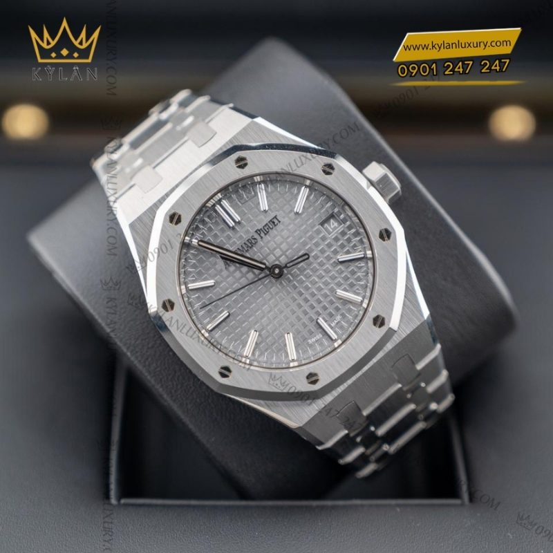 Đồng hồ Royal Oak thép mặt số xám 37mm 15550ST