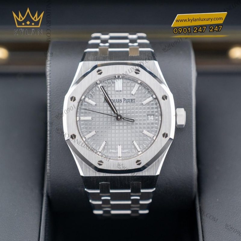 Đồng hồ Royal Oak thép mặt số xám 37mm 15550ST