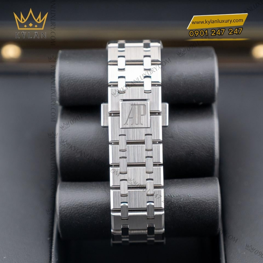 Kỳ Lân Luxury royal oak thep mat so xam 37mm 15550st 7 Đồng hồ Royal Oak thép mặt số xám 37mm 15550ST
