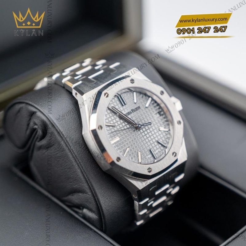 Đồng hồ Royal Oak thép mặt số xám 37mm 15550ST