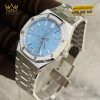 Đồng hồ Royal Oak mặt xanh nhạt vành kim 34mm 77451ST