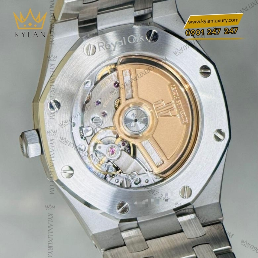 Kỳ Lân Luxury royal oak xanh nhat vanh kim 34mm 77451st 6 Đồng hồ Royal Oak mặt xanh nhạt vành kim 34mm 77451ST