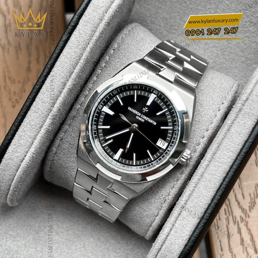 Kỳ Lân Luxury vacheron constantin overseas 4520v 210a b483 10 Đồng hồ Vacheron Constantin Overseas Self Winding thép mặt số đen 4520V