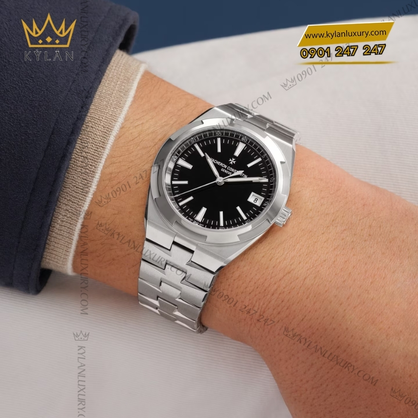 Kỳ Lân Luxury vacheron constantin overseas 4520v 210a b483 3 Đồng hồ Vacheron Constantin Overseas Self Winding thép mặt số đen 4520V