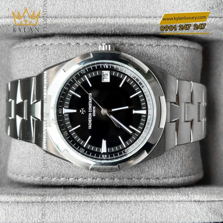 Kỳ Lân Luxury vacheron constantin overseas 4520v 210a b483 5 Đồng hồ Vacheron Constantin Overseas Self Winding thép mặt số đen 4520V