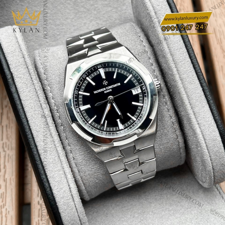 Kỳ Lân Luxury vacheron constantin overseas 4520v 210a b483 6 Đồng hồ Vacheron Constantin Overseas Self Winding thép mặt số đen 4520V