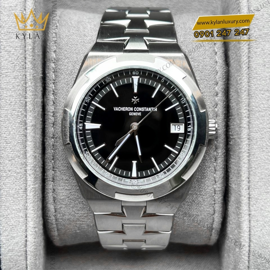 Kỳ Lân Luxury vacheron constantin overseas 4520v 210a b483 8 Đồng hồ Vacheron Constantin Overseas Self Winding thép mặt số đen 4520V