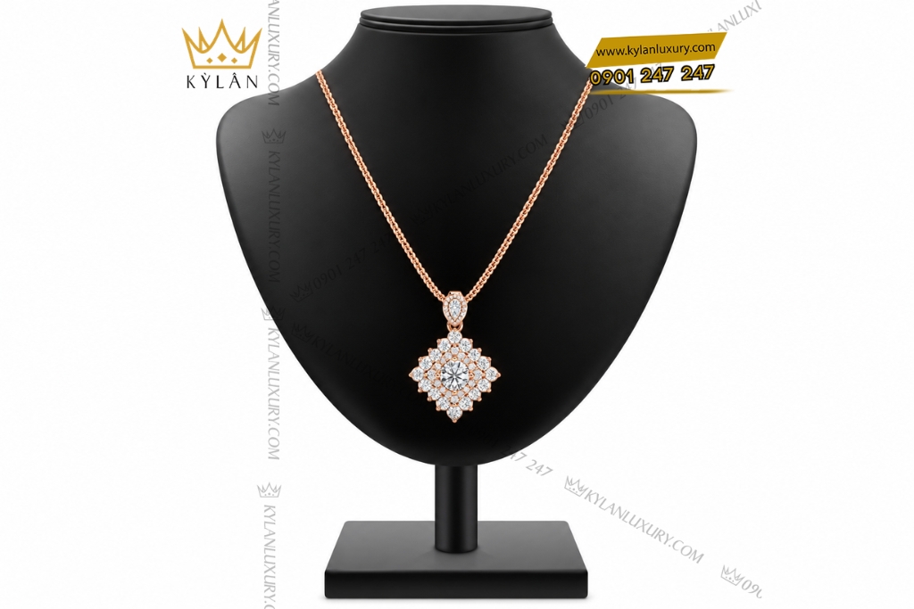 Kỳ Lân Luxury Day chuyen vang hong Au750 dinh kim cuong 1 1 Dây chuyền vàng hồng Au750 đính kim cương