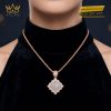 Dây chuyền vàng hồng Au750 đính kim cương