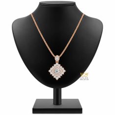 Dây chuyền vàng hồng Au750 đính kim cương