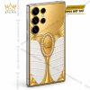 Điện thoại Samsung Galaxy S26 Ultra custom vàng Au750 đính kim cương và da cá sấu