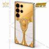 Điện thoại Samsung Galaxy S26 Ultra custom vàng Au750 đính kim cương và da cá sấu