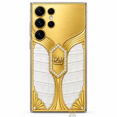 Điện thoại Samsung Galaxy S26 Ultra custom vàng Au750 đính kim cương và da cá sấu
