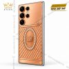 Điện thoại Samsung Galaxy S26 Ultra custom vàng hồng Au750 đính kim cương họa tiết mắt lưới