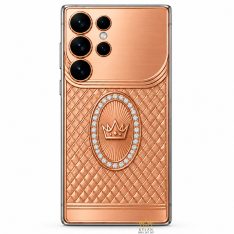 Điện thoại Samsung Galaxy S26 Ultra custom vàng hồng Au750 đính kim cương họa tiết mắt lưới