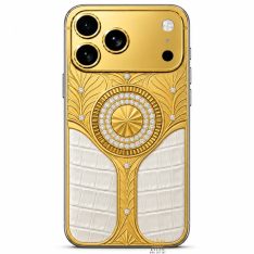 Điện thoại iPhone 18 Pro Max custom vàng Au750 đính kim cương và da cá sấu