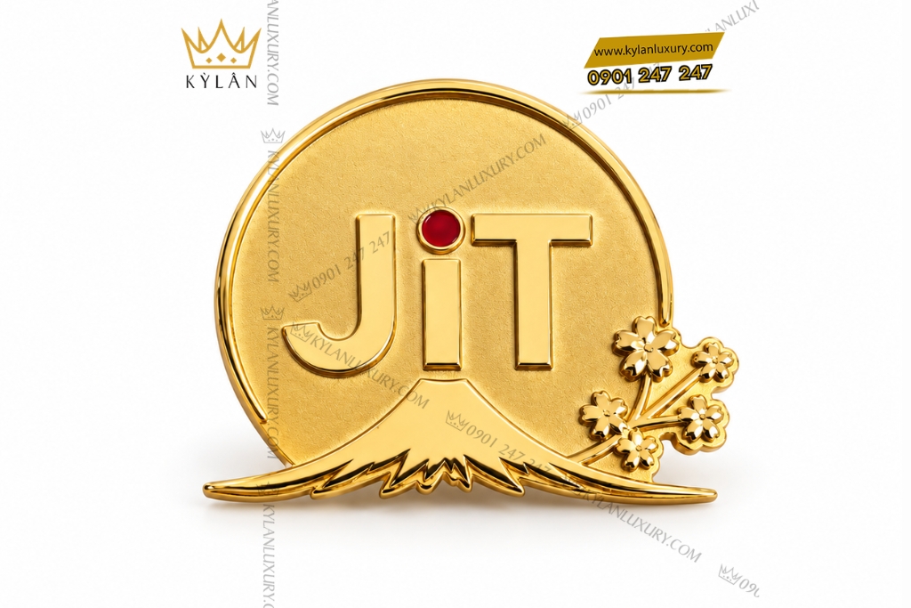 Kỳ Lân Luxury Logo JiT cai ao vang Au750 1 Logo JiT cài áo vàng Au750