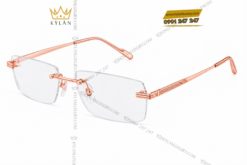 Kỳ Lân Luxury Mat kinh vang hong Au750 4 Mắt kính vàng hồng Au750