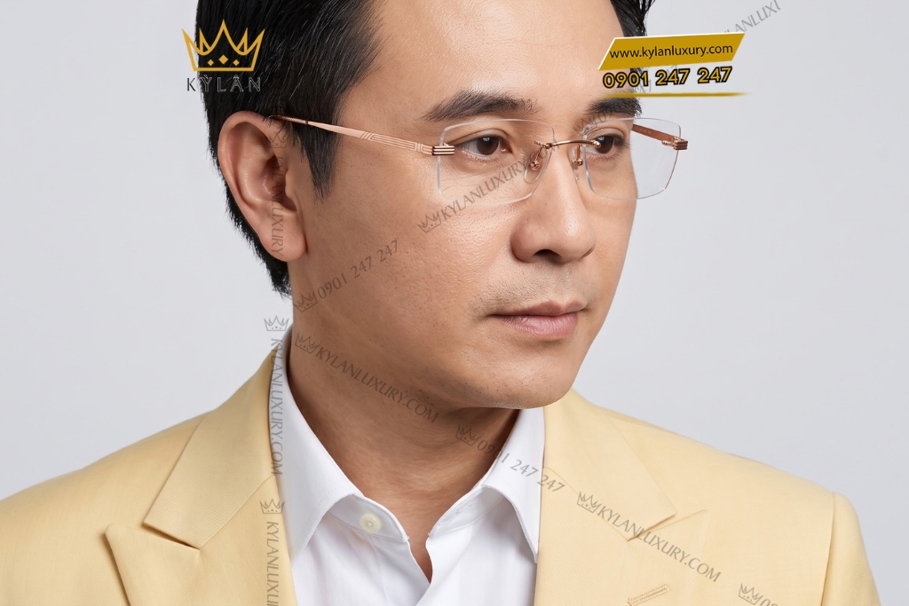 Kỳ Lân Luxury Mat kinh vang hong Au750 8 Mắt kính vàng hồng Au750