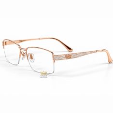 Mắt kính vàng hồng Au750 đính kim cương