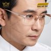 Mắt kính vàng hồng Au750 đính kim cương