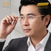 Mắt kính vàng hồng Au750 không viền đính kim cương