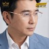 Mắt kính vàng hồng Au750 không viền đính kim cương